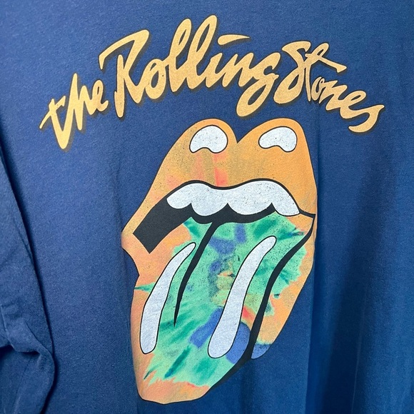 The Rolling Stones Navy Band Tee with Tie Dye Tongue Graphic Plus Size XXL - Picture 3 of 6